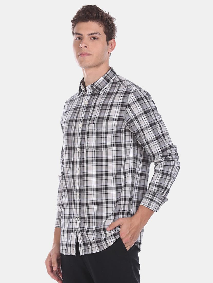 grey checkered casual shirt - 17617015 - Zoom Image - 1