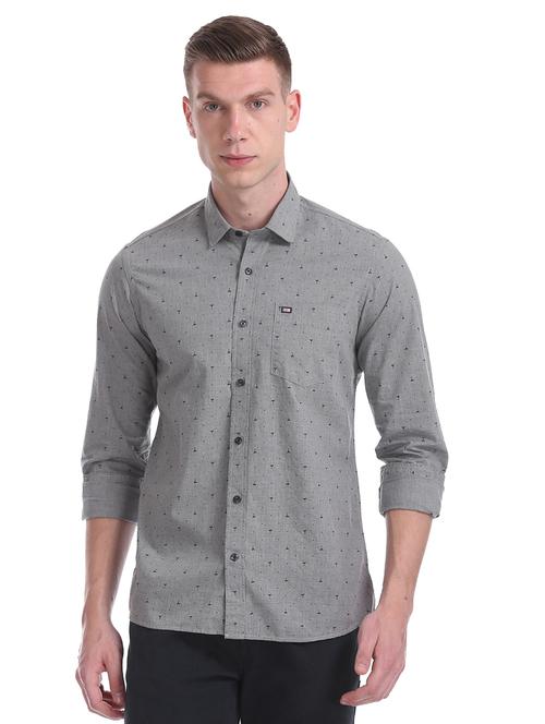 grey printed casual shirt - 17617021 - Standard Image - 1