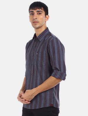 blue striped casual shirt - 17617022 - Standard Image - 2