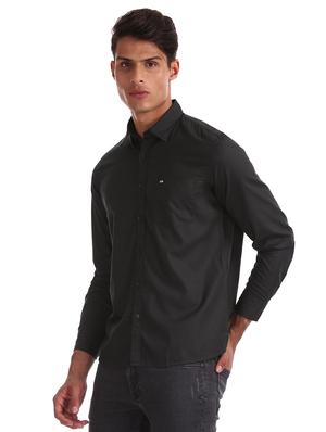 black solid casual shirt - 17617023 - Standard Image - 2