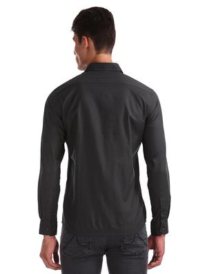 black solid casual shirt - 17617023 - Standard Image - 3
