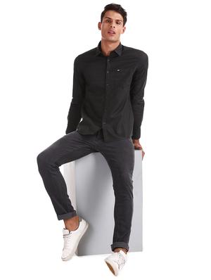 black solid casual shirt - 17617023 - Standard Image - 4
