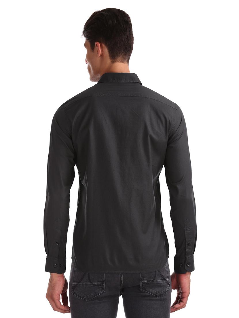 black solid casual shirt - 17617023 - Zoom Image - 3