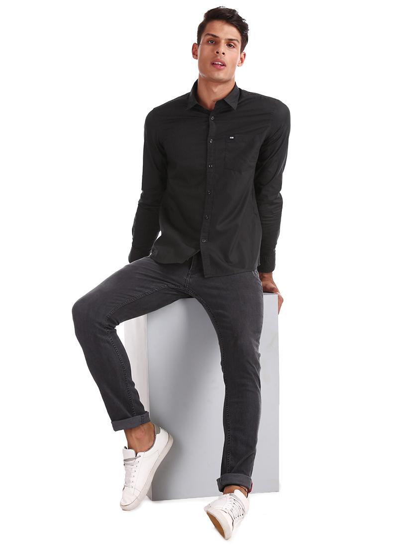 black solid casual shirt - 17617023 - Zoom Image - 4