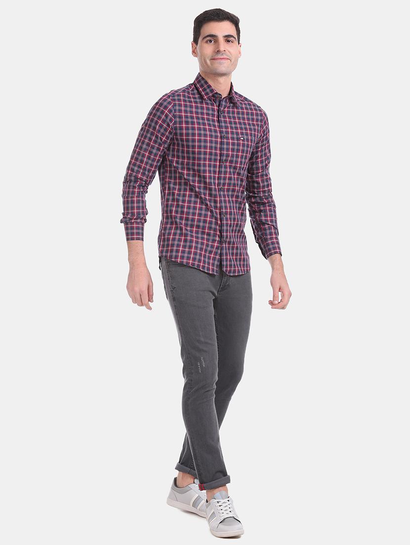 blue checkered casual shirt - 17617034 - Zoom Image - 4