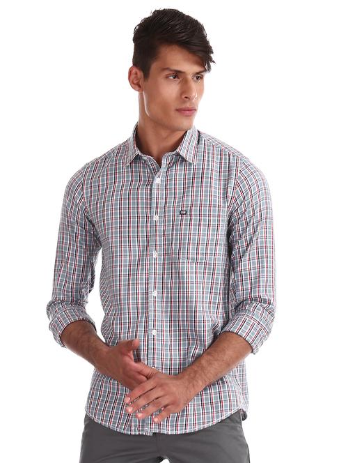 grey checkered casual shirt - 17617037 - Standard Image - 1