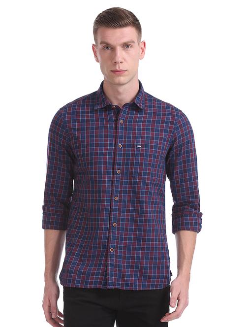 blue checkered casual shirt - 17617041 - Standard Image - 1
