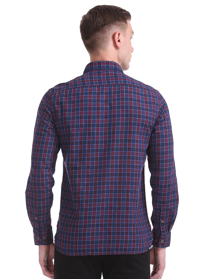 blue checkered casual shirt - 17617041 - Zoom Image - 3