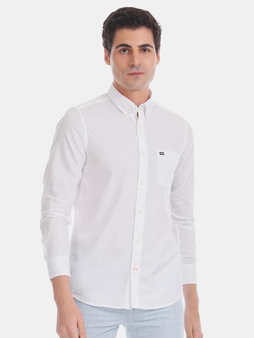 white solid casual shirt - 17617054 - Standard Image - 1