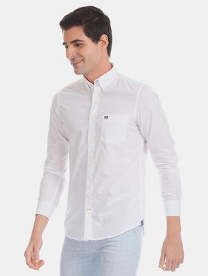 white solid casual shirt - 17617054 - Standard Image - 2