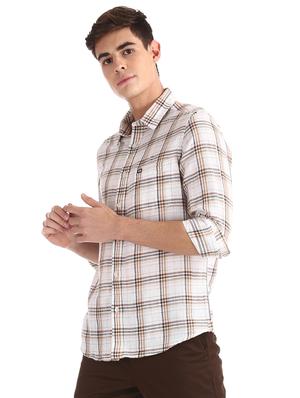 off white checkered casual shirt - 17617055 - Standard Image - 2