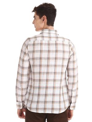 off white checkered casual shirt - 17617055 - Standard Image - 3