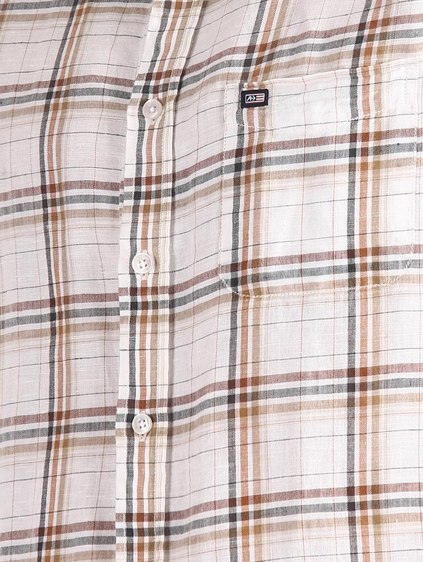 off white checkered casual shirt - 17617055 - Zoom Image - 5