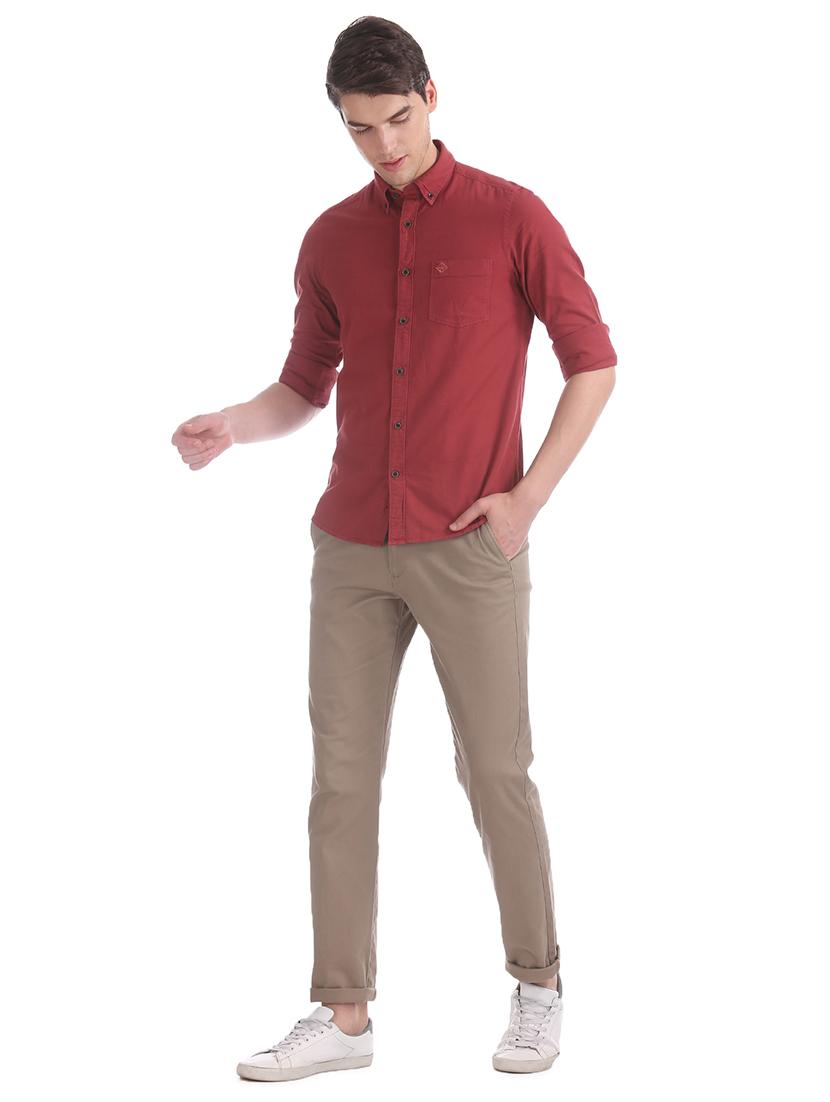 red solid casual shirt - 17617064 - Zoom Image - 4