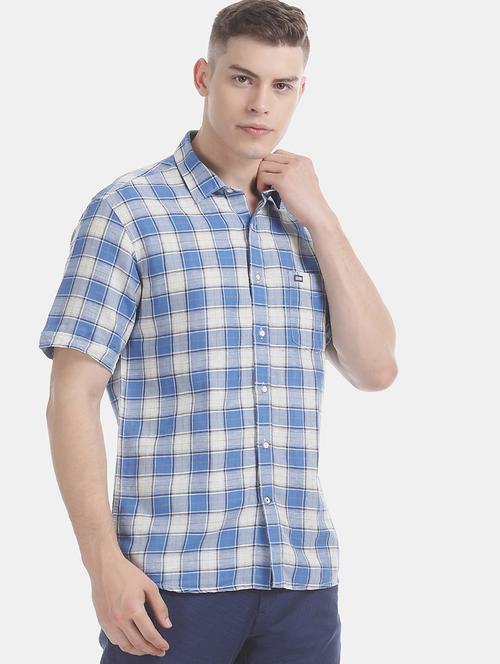 blue checkered casual shirt - 17617069 - Standard Image - 1
