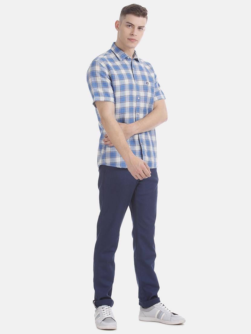 blue checkered casual shirt - 17617069 - Zoom Image - 4