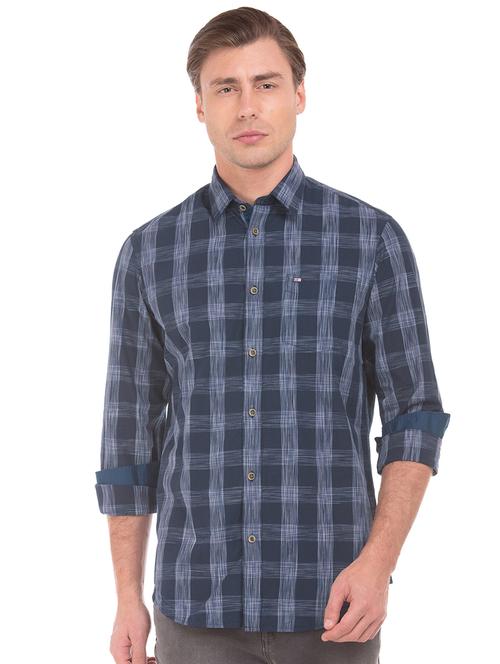 blue checkered casual shirt - 17617076 - Standard Image - 1
