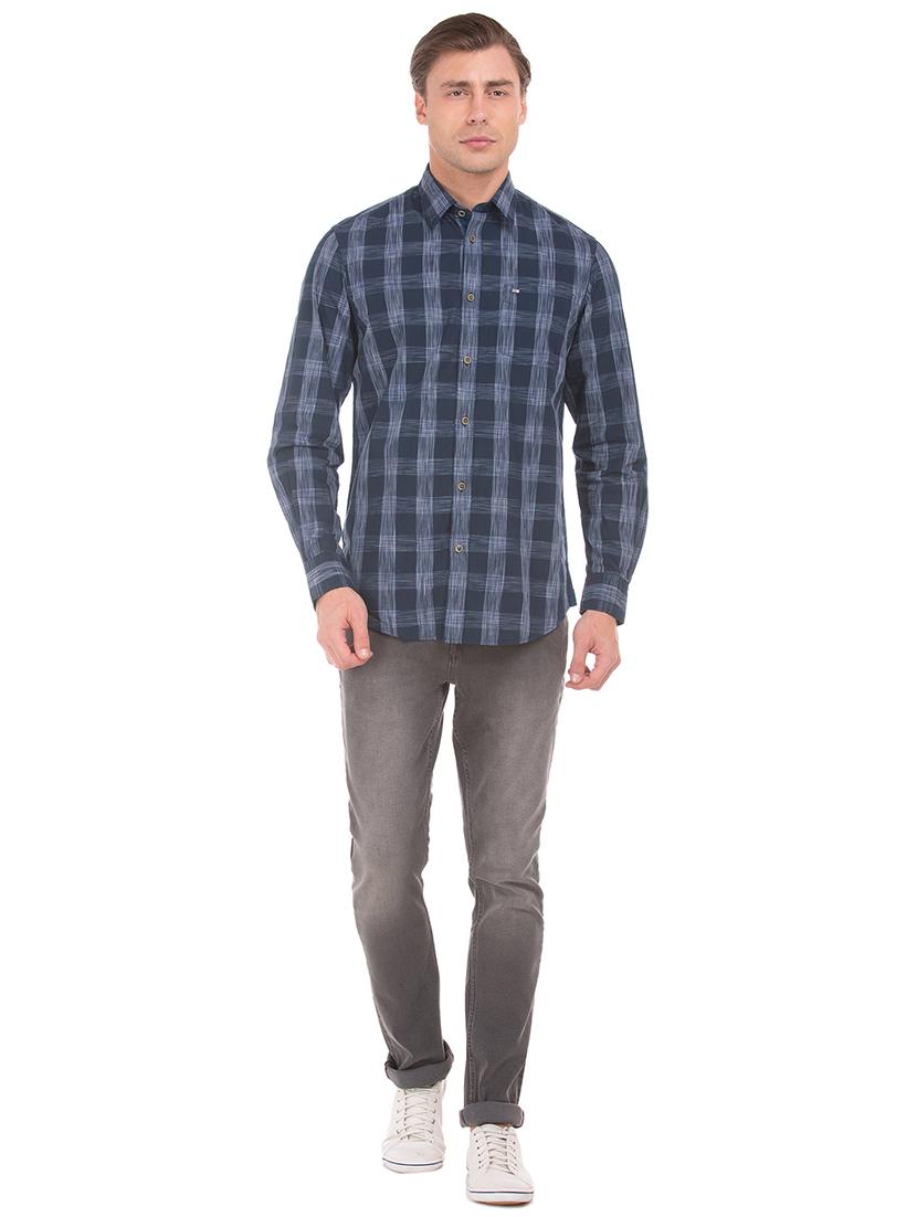blue checkered casual shirt - 17617076 - Zoom Image - 4