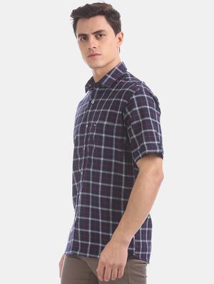 navy blue checkered casual shirt - 17617089 - Standard Image - 2