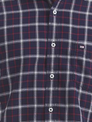 navy blue checkered casual shirt - 17617089 - Standard Image - 5