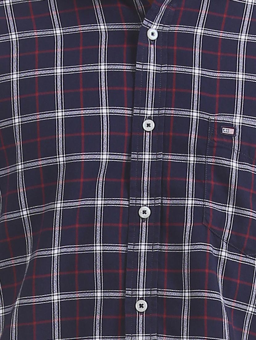 navy blue checkered casual shirt - 17617089 - Zoom Image - 5