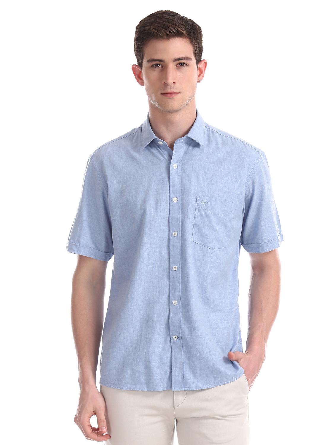 blue solid casual shirt - 17617091 - Zoom Image - 1
