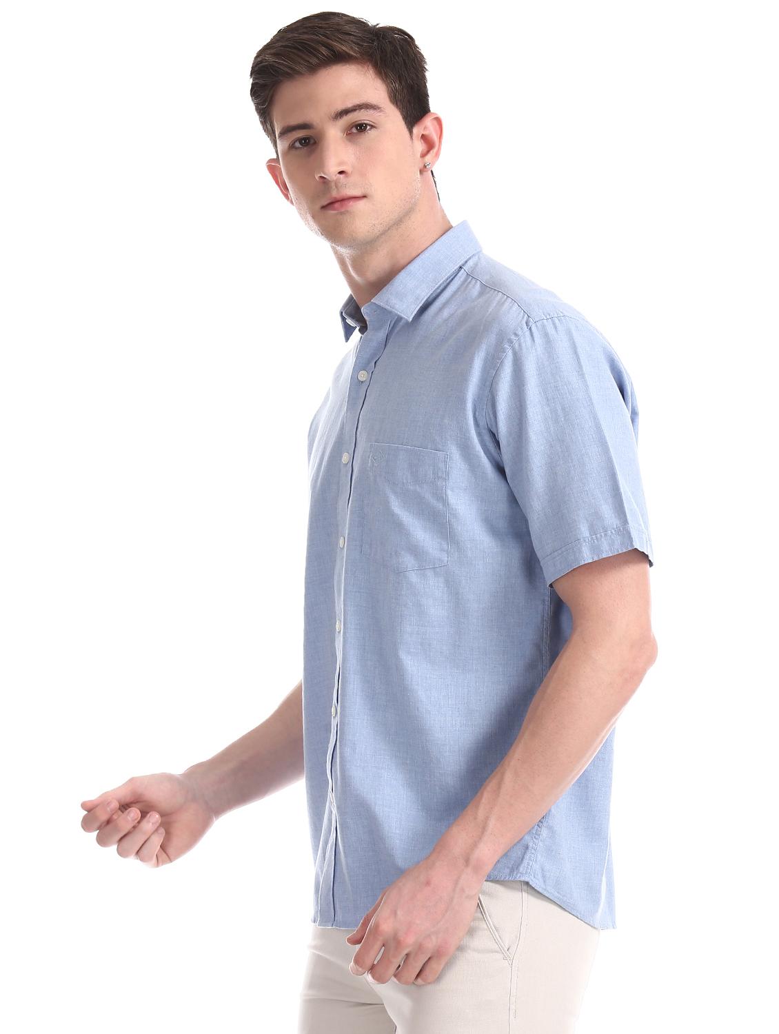 blue solid casual shirt - 17617091 - Zoom Image - 2