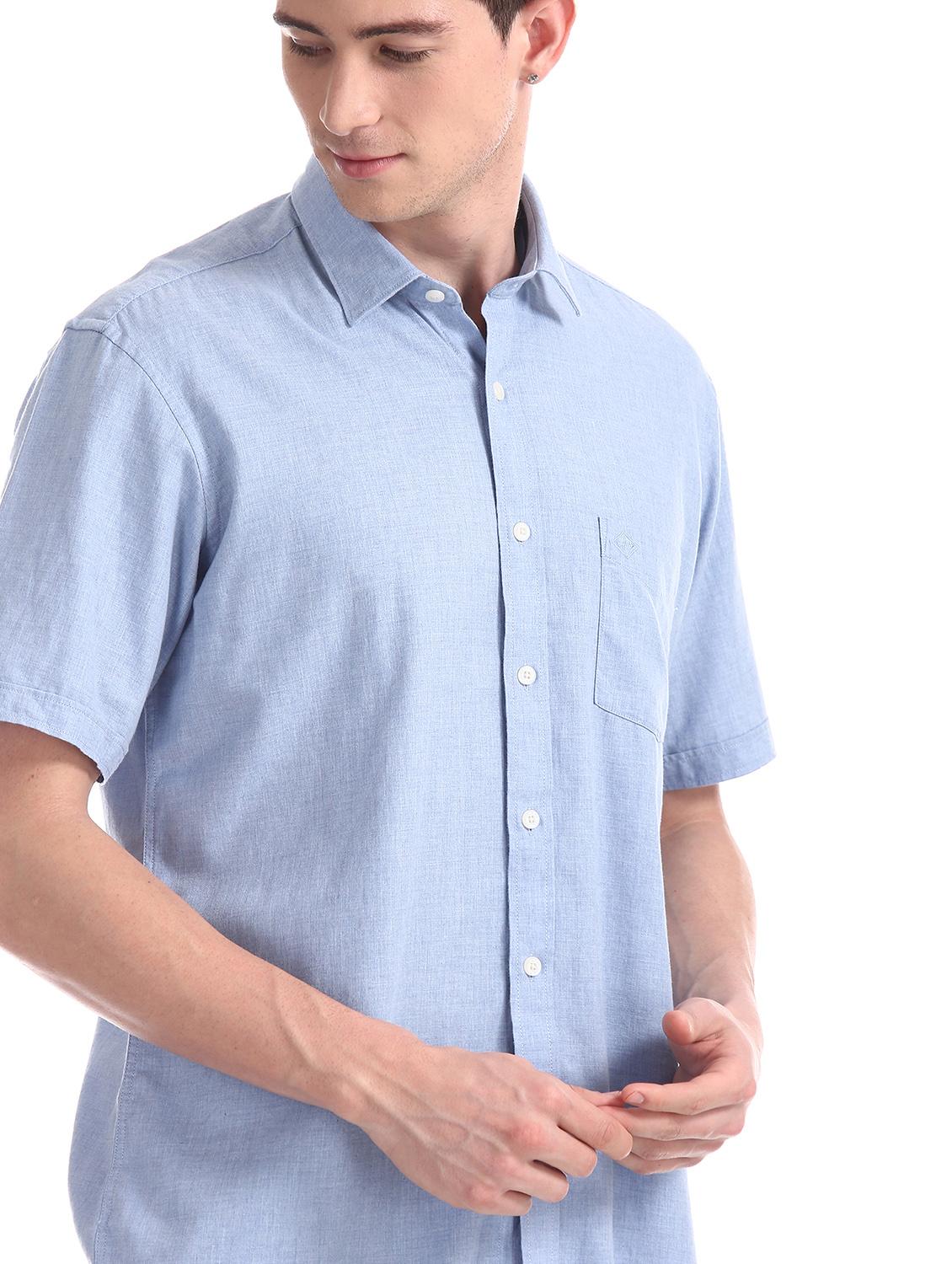 blue solid casual shirt - 17617091 - Zoom Image - 5