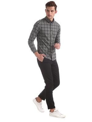 grey checkered casual shirt - 17617093 - Standard Image - 4