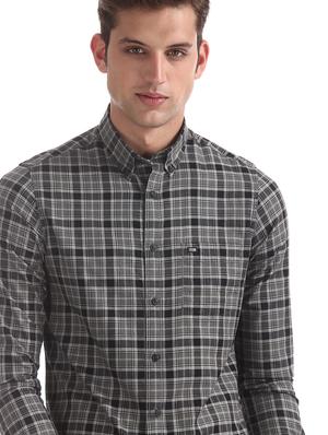 grey checkered casual shirt - 17617093 - Standard Image - 5