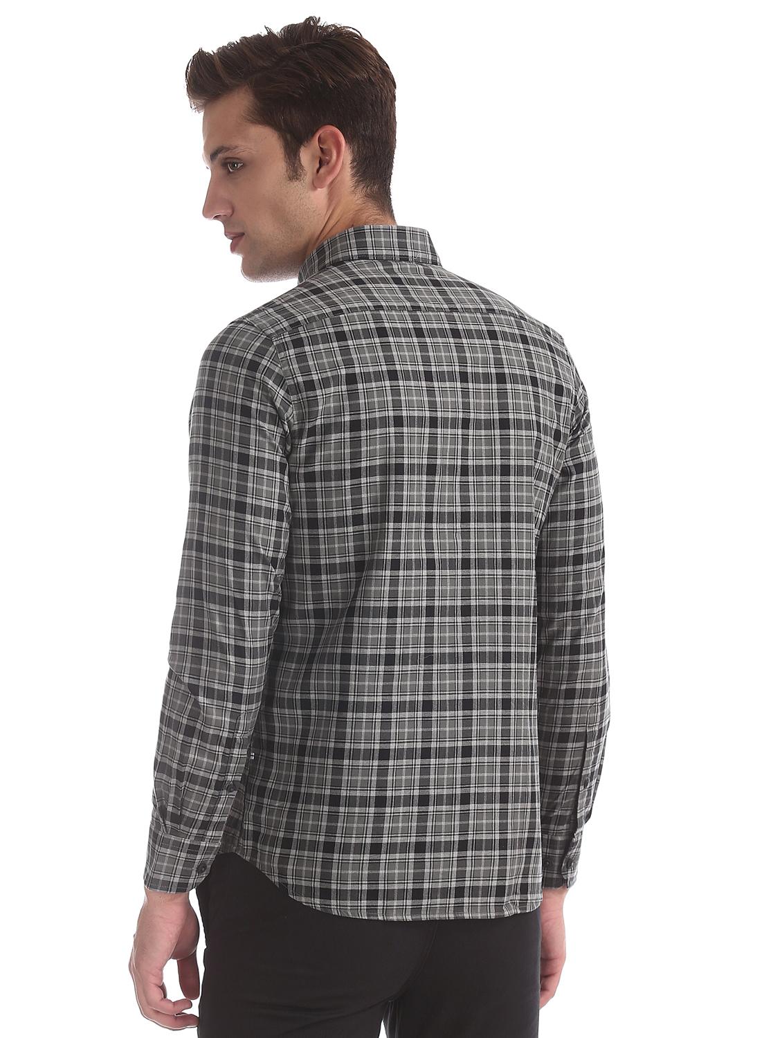 grey checkered casual shirt - 17617093 - Zoom Image - 3