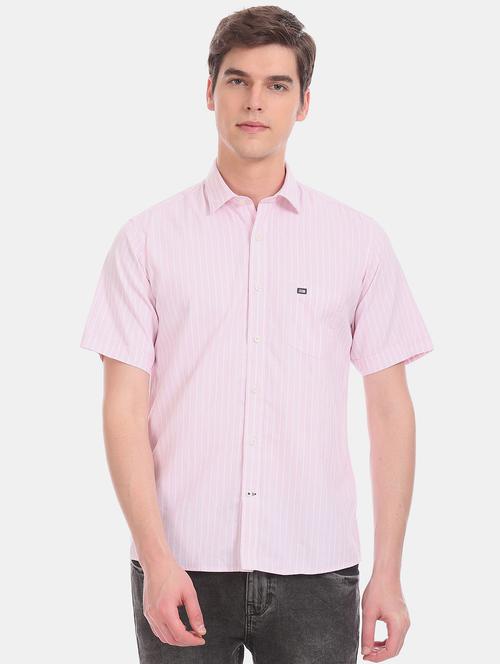 pink striped casual shirt - 17617094 - Standard Image - 1