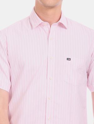 pink striped casual shirt - 17617094 - Standard Image - 5