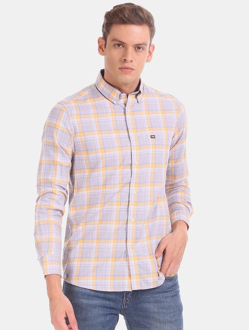 grey checkered casual shirt - 17617101 - Standard Image - 1