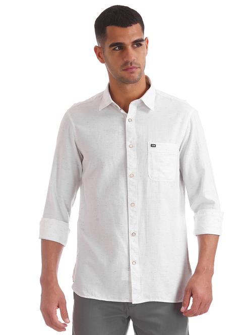 white self design casual shirt - 17617102 - Very Small Image - 1