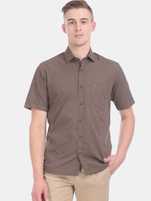 brown printed casual shirt - 17617106 - Standard Image - 1