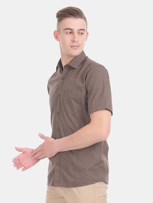 brown printed casual shirt - 17617106 - Standard Image - 2