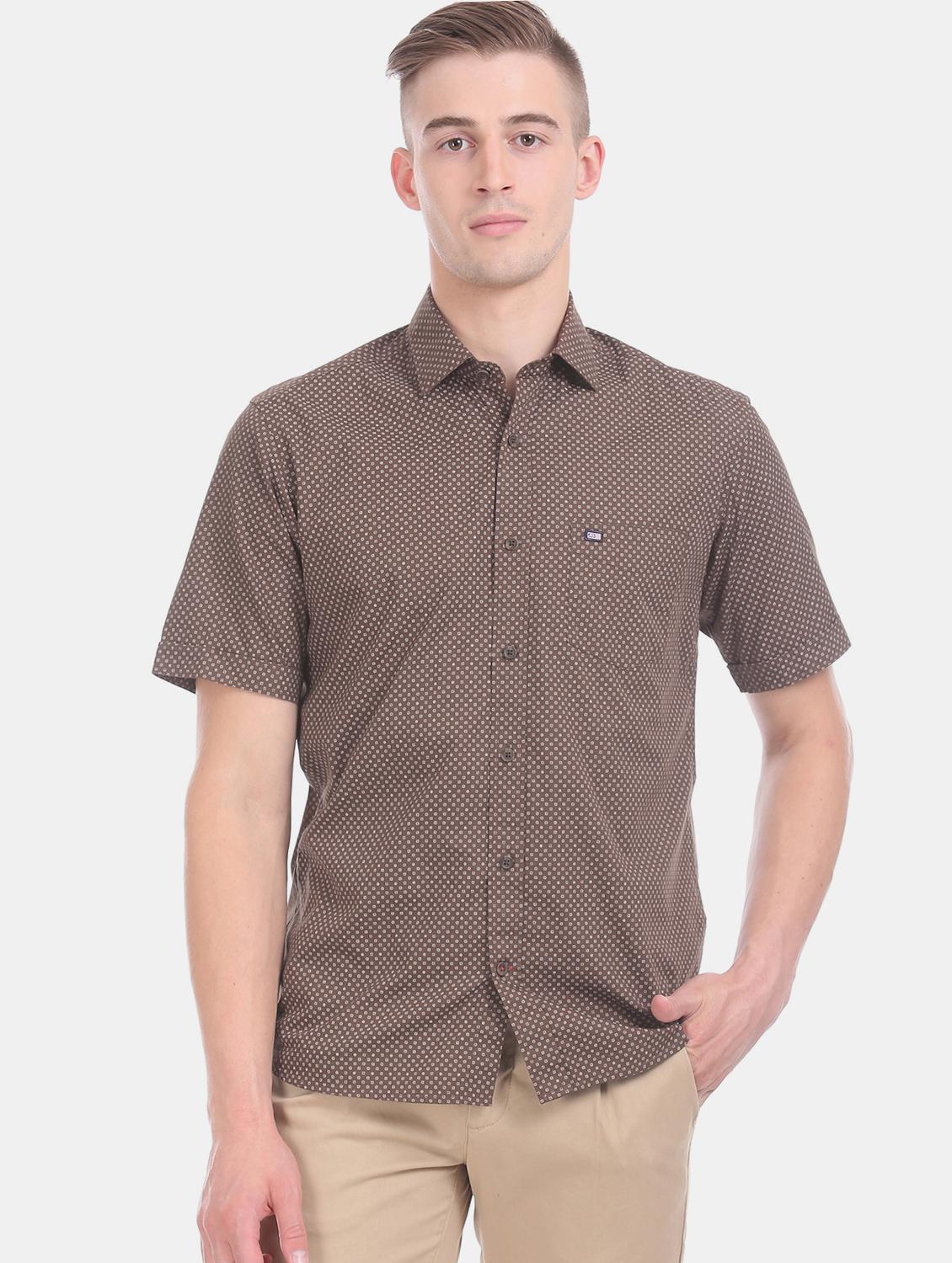 brown printed casual shirt - 17617106 - Zoom Image - 1