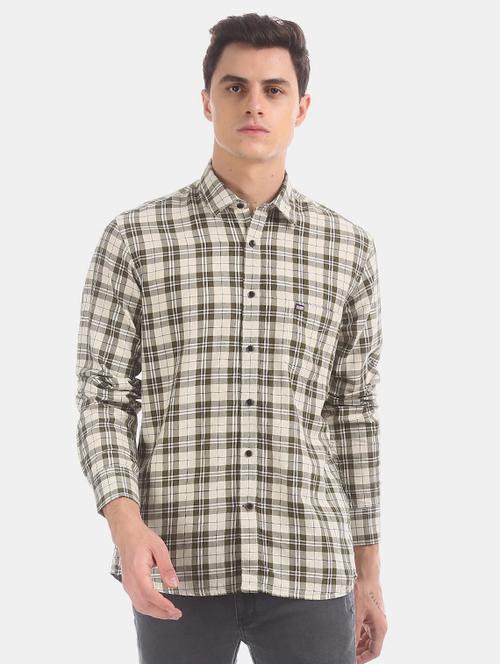brown checkered casual shirt - 17617111 - Standard Image - 1
