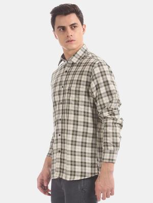 brown checkered casual shirt - 17617111 - Standard Image - 2