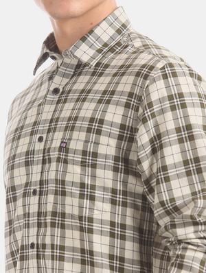 brown checkered casual shirt - 17617111 - Standard Image - 5