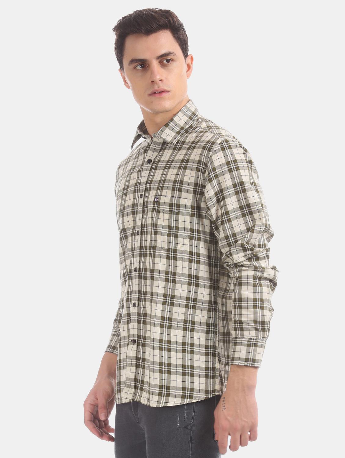 brown checkered casual shirt - 17617111 - Zoom Image - 2