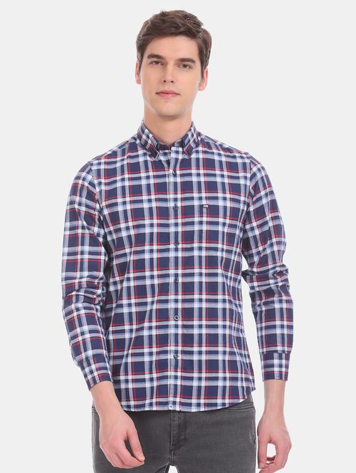 blue checkered casual shirt - 17617115 - Standard Image - 1