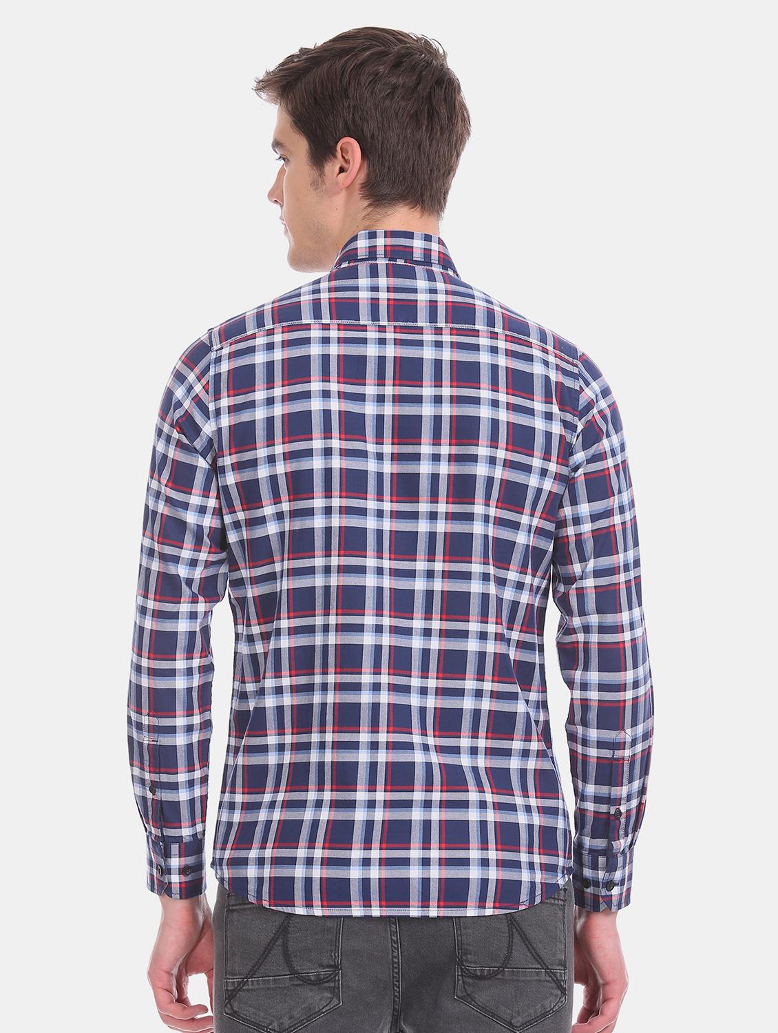 blue checkered casual shirt - 17617115 - Zoom Image - 3