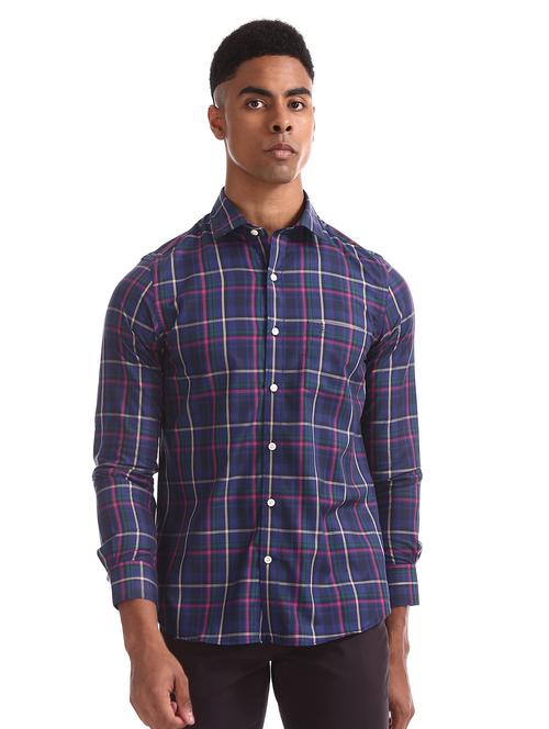 blue checkered casual shirt - 17617119 - Standard Image - 1