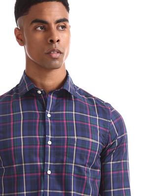 blue checkered casual shirt - 17617119 - Standard Image - 5