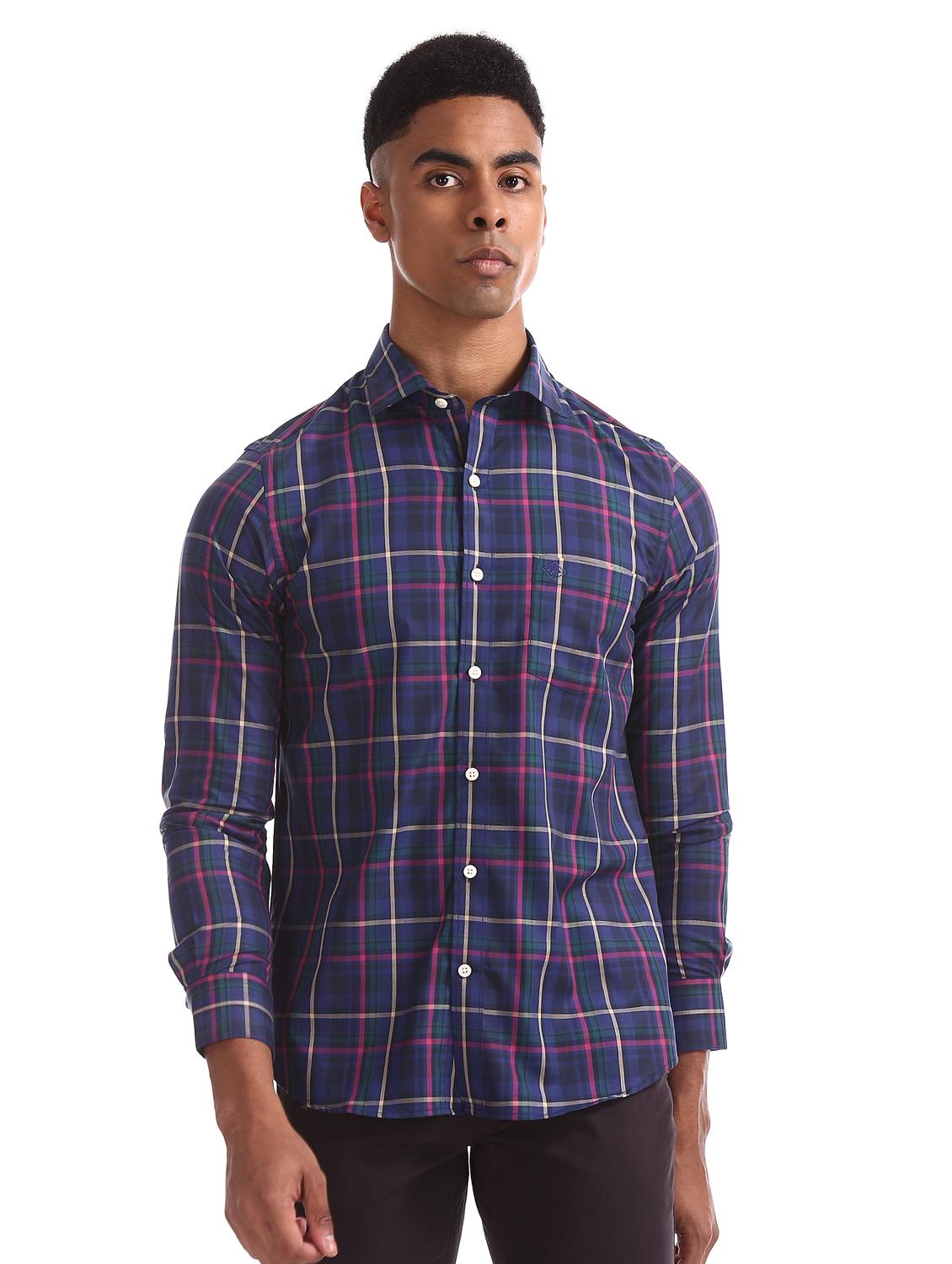 blue checkered casual shirt - 17617119 - Zoom Image - 1