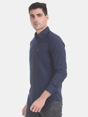 blue striped casual shirt - 17617121 - Standard Image - 2