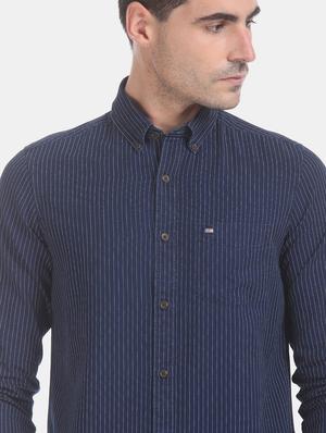 blue striped casual shirt - 17617121 - Standard Image - 5