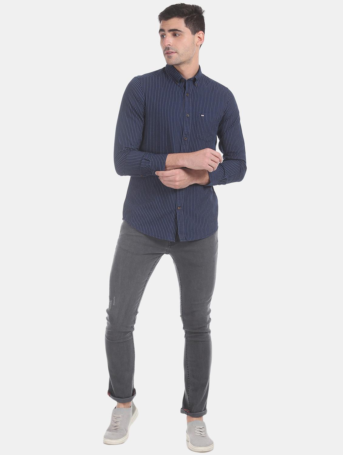 blue striped casual shirt - 17617121 - Zoom Image - 4
